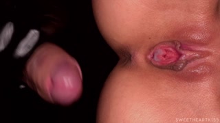 CLOSE UP Bottom VIEW: Petite PUSSY gets Perfect FUCK with MULTIPLE CREAMPIES from Daddy's BIG DICK!