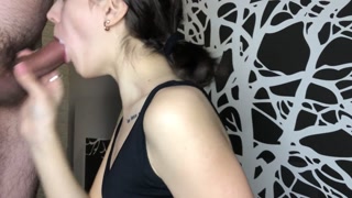 Young Bitch Deep Sucking and Taking Cum on Mouth