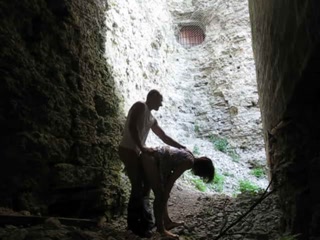 brunette sucks cock and Fucks in the ruins of an old fortress