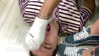 PREV Stepmother steals step son girlfriend and make him their footstool foot worship their sneakers