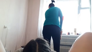 When the cleaners washed the floors, my girlfriend licked me, from the first person