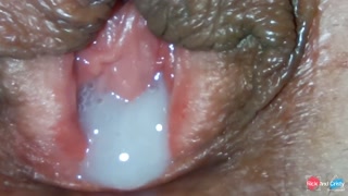 Cum dripping out of my pussy very close up!