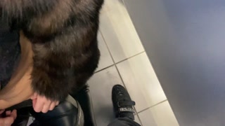 Dangerous blowjob on the road and in the men's restroom in the mall - public!