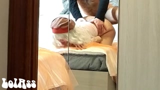 First he fucks the maid and then he destroys his wife's ass - Full video