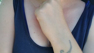 Italian stepmom in a car park gets her tits out and jerks you off! - Dialogues in Italian