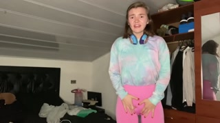 Pee desperation! Girlfriend pisses her pants for you! POV