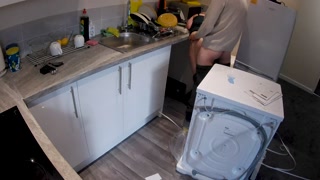 Horny wife seduces plumber in the kitchen while husband at work