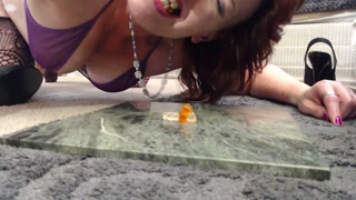 V216 Giantess attacked by gummy bears but she eats and squishes them all