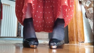POV: I let you look at my feet and kiss my heeled shoes - footfetish and bootfetish