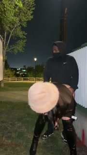 LEATHER BOOTS AND SHORTS GOT ME FUCKING IN THE PARK