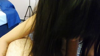 Asian Nerdy Teen with Glasses gives Deepthroat Blowjob