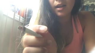 First Cigarette of the Day -- MissDeeNicotine Crushes Her Cigarette