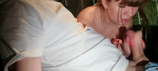 Sister gives blowjob to her stepbrother