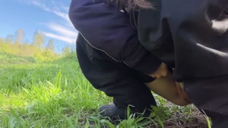 Teen wet pissing in nature