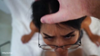 Rough Blowjob for Asian Schoolgirl