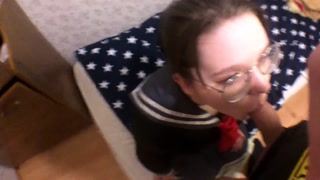 Divorced a schoolgirl with a double tongue for blowjob|split|blowjob|double tongue|tongue splitting|