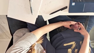 Got bored in school and had some fun - Classroom handjob and messy cumshot for a boy toy