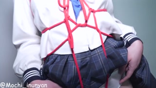 Tied JK girl rubs the chair eagerly - 1