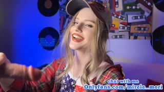 American teen Mirele_Mori tries to get a stream of cum on her face in this JOI