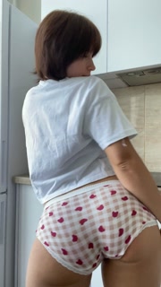 Sexy Brunette Teasing in Heart Print Panties — Soft Touch