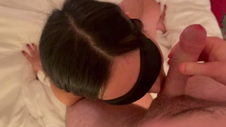 Korean girl sucks cock and receives massive facial