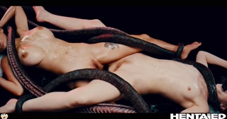 Real Life Hentai - Jia Lissa and Rae Lil Black fucked all the way through by alien monster