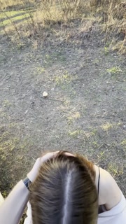 Gentle blowjob from a girl in nature