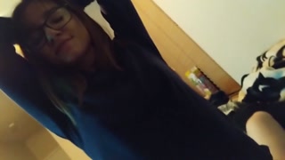 Slutty college student holds back moans to avoid parents during quarantine