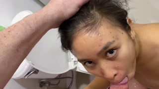 Asian schoolgirl August River hard blowjob