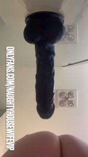 SLUTTY housewife rides BBC DILDO in BOTH HOLES anal and fat pussy