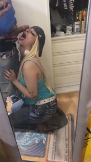 Blonde tiktoker egirl giving a blowjob to her best friend