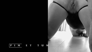 Escaping from pool, he opens my tight ass with a plug and fucks me deeply on the warm floor.