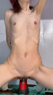 Cam vs HUGE double dildo