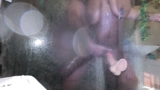 First time trying my new dildo and I get caught by my boss in the shower