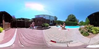 3-Way Porn - VR Group Orgy by the Pool in Public 360