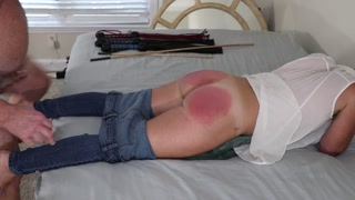 TMS-25 Part 2) Petite Amateur MILF OTK Spanked Paddled Caned Gets Fucked Doggystyle with Creampie