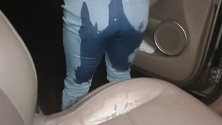 ⭐ POV Car Wetting. Cute girl cant hold it and wets herself in the seat!