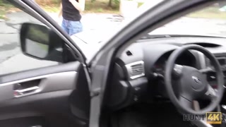 HUNT4K. Hunter pickups hot girl and her BF by the shopping center
