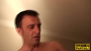 Alternative brit submissive facialized before being drenched