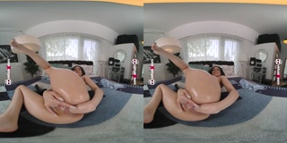 Emily Pink toying her tight oiled anus with a massive dildo and self fisting her asshole