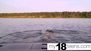 MY18TEENS - Redhead Play Pussy and Suck Banana on a Yacht - Amateur Solo