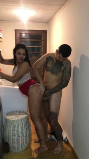 I went to wash my cum panties and he came to enjoy one more