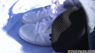 Bubble butt girl fucks big cock on roof