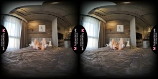 Solo blonde babe Mika is masturbating all day in VR