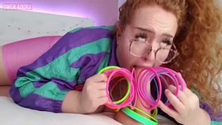 slutty bbw step-sister sucks &amp; throat fucks using slinky, gets huge facial