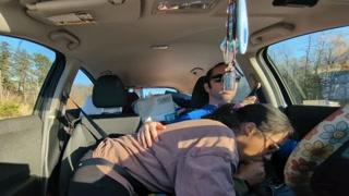 trying to keep it on the road while my hot wife blows me