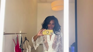 See Through Transparent Robe Try On Haul in Fitting Room.
