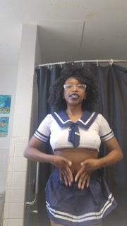 Black Japanese school girl strip tease
