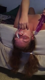 Dirty slut sloppy dildo deepthroat