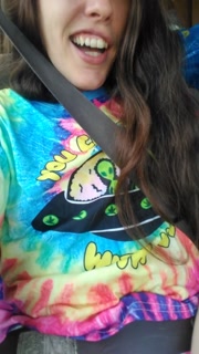 PinkMoonLust from ONLYFANS is Hippie Slut in Passenger Seat of Car Showing HAIRY Pussy in Public